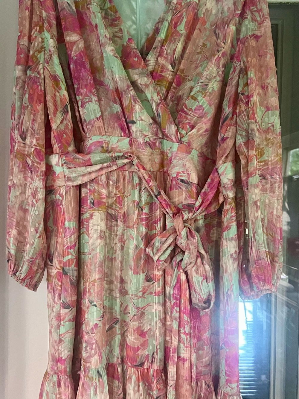 Alex Marie Simone Pastel Floral Dress in Pink and Teal - Picture 3 of 10